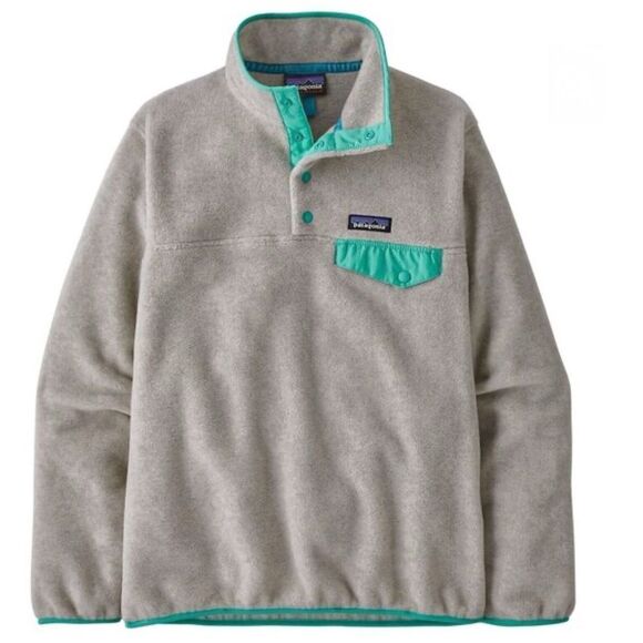 PATAGONIA Lightweight Synchilla Snap-T Pullover Oatmeal Teal Women’s Size Medium